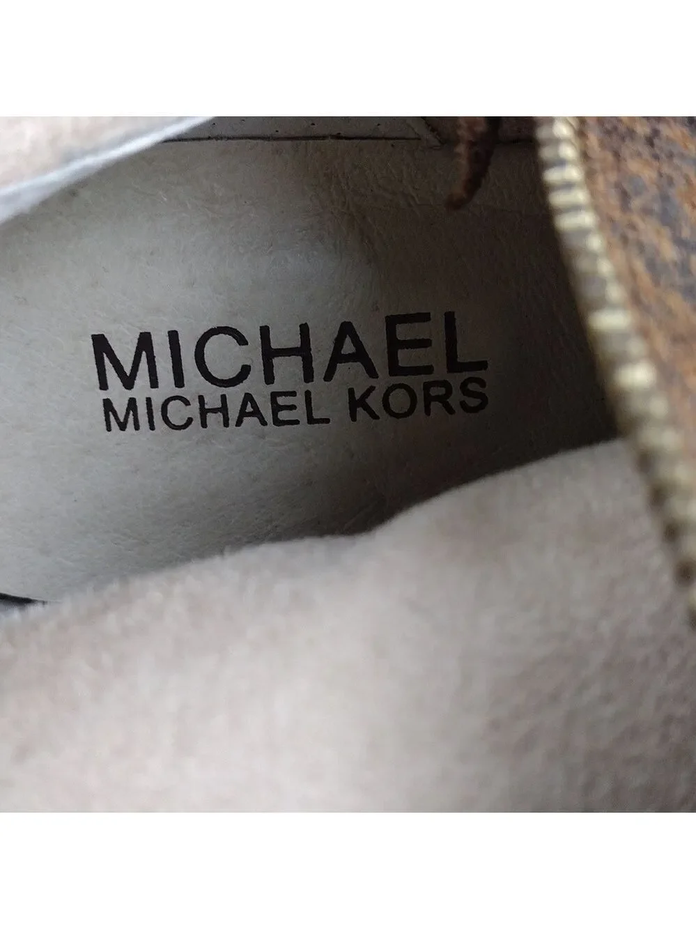 MICHAEL Michael Kors Brown Snakeskin Suede Leather Side Zipper Tall Riding Boot